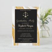 Gold Glitzer Marble Law School Graduation Party Einladung (Stehend Vorderseite)