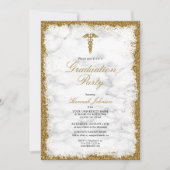 Gold Glitzer Marble Medical School Abschluss Einladung (Vorderseite)