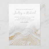 Gold Glitzer Marble & Modern Script Hochzeit einla Einladungspostkarte (Vorderseite)