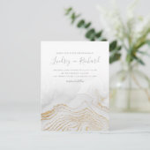 Gold Glitzer Marble & Modern Script Hochzeit einla Einladungspostkarte (Stehend Vorderseite)