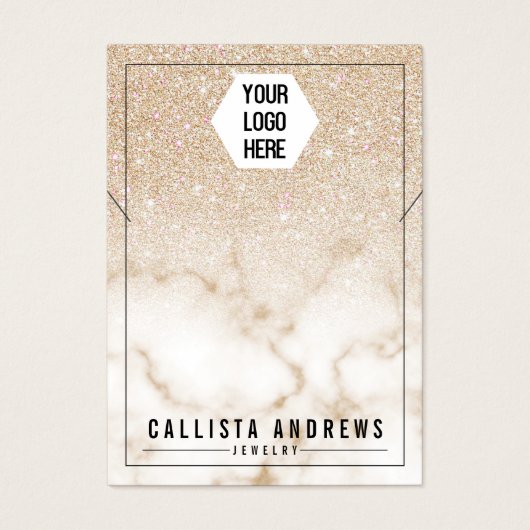 Gold Glitzer Marble Ombre Logo Necklace Display (Vorderseite)