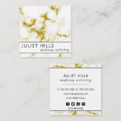 Gold Glitzer Marble Square Business Card Quadratische Visitenkarte (Vorne/Hinten)