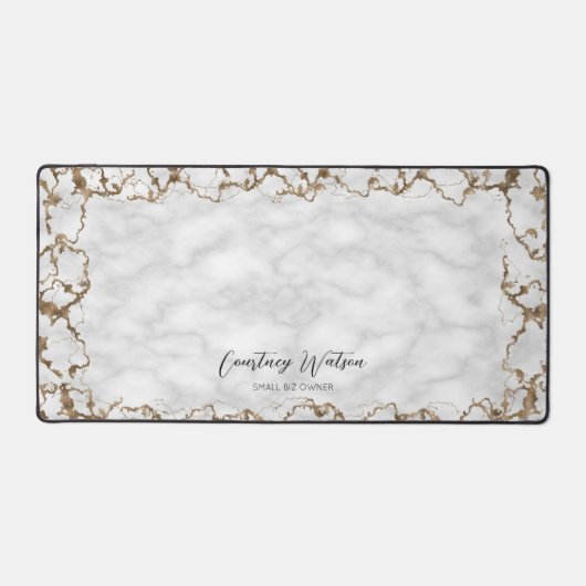 Gold Glitzer Marmor Elegantes Muster - Firmenname Schreibtischunterlage (Vorderseite)