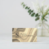 Gold Glitzer Marmor Monogram Elegant Abstrakt Visitenkarte (Stehend Vorderseite)