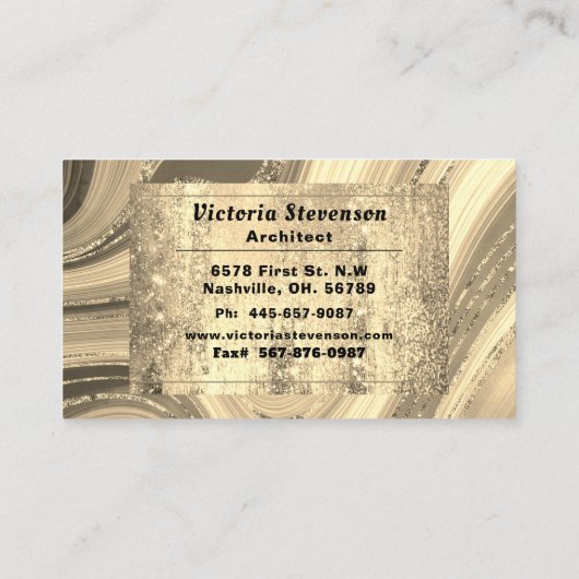 Gold Glitzer Marmor Monogram Elegant Abstrakt Visitenkarte (Rückseite)