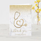 Gold Glitzer Marmor Stethoskop Krankenschwester da Karte (Gelbe Blume)