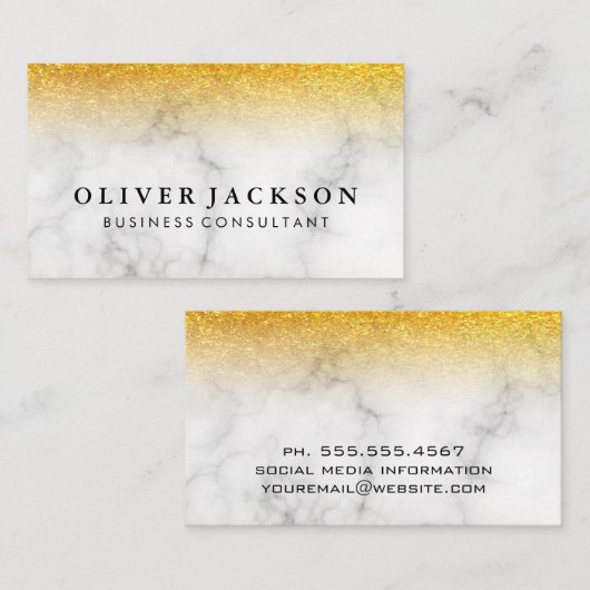 Gold Glitzer | Marmor Visitenkarte (Vorne/Hinten)