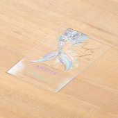 Gold Glitzer Meerjungfrau Schwanz ONEder Sea Gebur Acryleinladungen (Ablage )