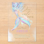 Gold Glitzer Meerjungfrau Schwanz Tauchen in Kinde Acryleinladungen (Vorderseite)