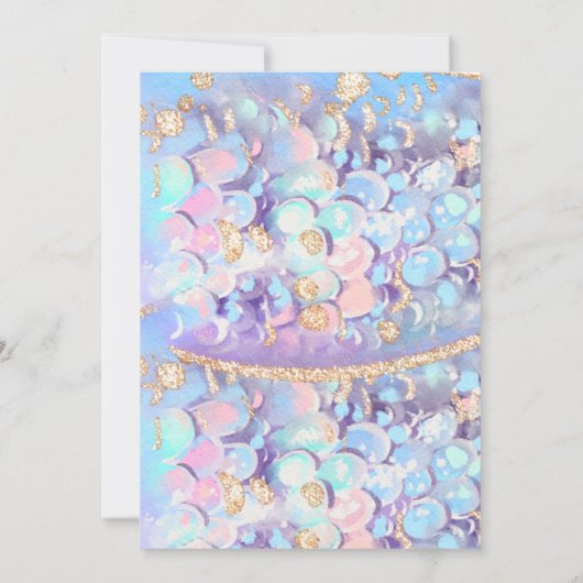 Gold Glitzer Meerjungfrau Schwanz Tauchen in Kinde Einladung (Rückseite)