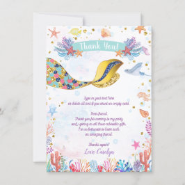 Gold Glitzer | Meerjungfrau unter dem Meer Geburts Dankeskarte