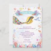 Gold Glitzer | Meerjungfrau unter dem Meer Geburts Dankeskarte (Vorderseite)