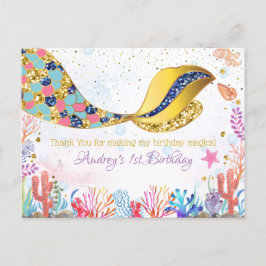 Gold Glitzer|Mermaid Under Sea Danke Card Feiertagspostkarte