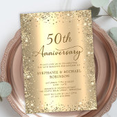 Gold Glitzer Metallic 50. Hochzeitstag Einladung