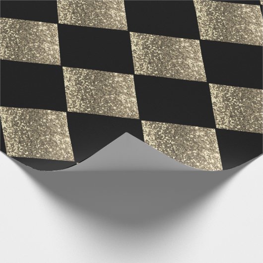 Gold Glitzer Metallic Black Abstrakt Chic Geschenkpapier (Ecke)