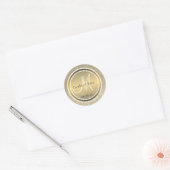 Gold Glitzer & Metallic Bronze Wedding Monogram Runder Aufkleber (Umschlag)