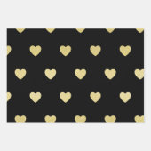 Gold Glitzer Metallic Heart Black Lila Geschenkpapier Set (Vorderseite)