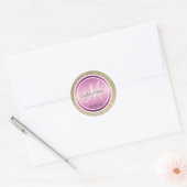 Gold Glitzer & Metallic Lila Wedding Monogram Runder Aufkleber (Umschlag)