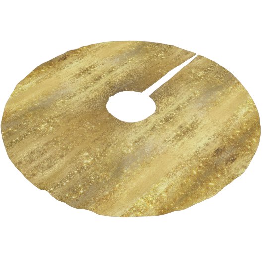 Gold Glitzer Metallic Polyester Weihnachtsbaumdecke (Schrägansicht)