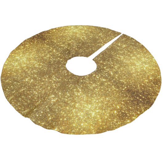 Gold Glitzer Metallic Polyester Weihnachtsbaumdecke (Schrägansicht)