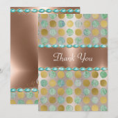 Gold Glitzer Metallic Punkt Personalize Initial Dankeskarte (Vorne/Hinten)