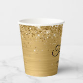 Gold Glitzer Metallic Sweet 16 Pappbecher (Vorderseite)