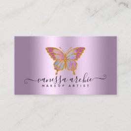Gold Glitzer Metallisches Lila Foil Butterfly Logo Visitenkarte