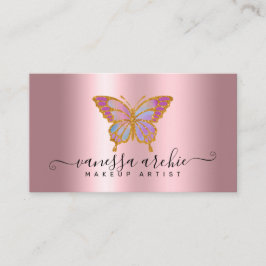 Gold Glitzer Metallisches Pink Foil Butterfly Logo Visitenkarte