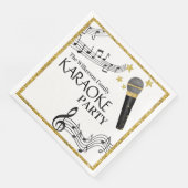 Gold Glitzer Microphone Musiknoten Karaoke Party Serviette (Ecke)