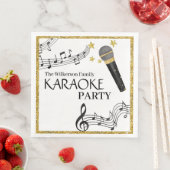 Gold Glitzer Microphone Musiknoten Karaoke Party Serviette (Beispiel)