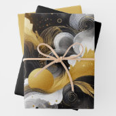 Gold Glitzer mit Abstraktem Schwarz Geschenkpapier Set (Beispiel)