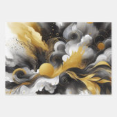 Gold Glitzer mit Abstraktem Schwarz Geschenkpapier Set (Vorderseite)