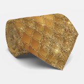 Gold Glitzer mit Dragon Scales Effect Neck Tie Krawatte (Gerollt)