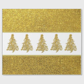 Gold Glitzer mit Filigree Weihnachtsbaum Geschenkpapier (Flach)