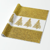 Gold Glitzer mit Filigree Weihnachtsbaum Geschenkpapier (Ungerollt)