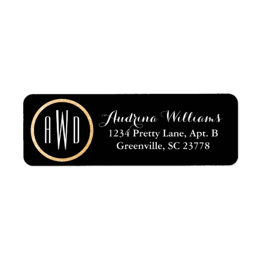 Gold Glitzer Mit Monogramm Black (Vorne)