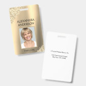 Gold Glitzer Mitarbeiter Name Foto Unternehmen Ausweis (Vorder- & Rückseite)