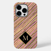 Gold Glitzer Modern Strips Monogram Case-Mate iPhone Hülle (Rückseite)