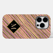 Gold Glitzer Modern Strips Monogram Case-Mate iPhone Hülle (Rückseite (Horizontal))