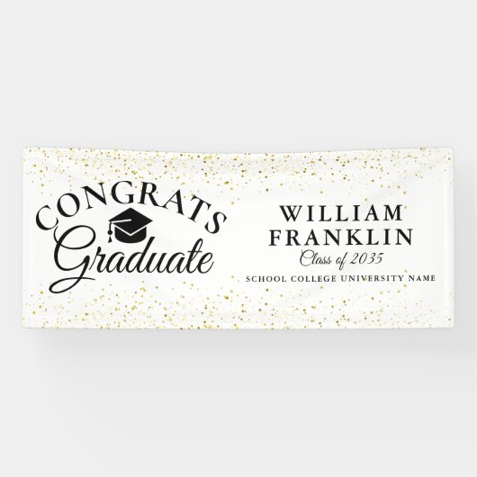 Gold Glitzer Moderne Elegante Abschluss Banner (Horizontal)