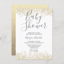 Gold Glitzer Moderne Kinderdusche Einladung