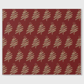 Gold Glitzer Moderner Weihnachtsbaum Rot Geschenkpapier (Flach)