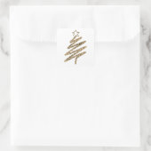 Gold Glitzer Moderner Weihnachtsbaum Weihnachten Quadratischer Aufkleber (Tasche)