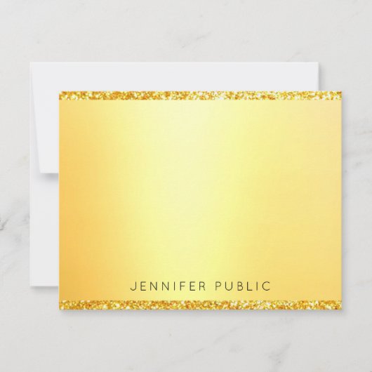 Gold Glitzer Modernes Mit Monogramm Template Elega Mitteilungskarte (Vorderseite)