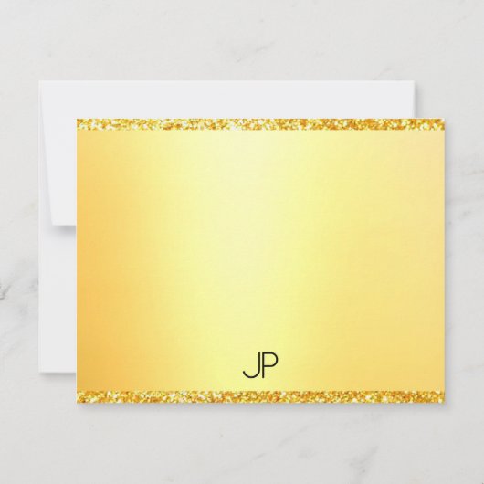 Gold Glitzer Modernes Mit Monogramm Template Elega Mitteilungskarte (Rückseite)