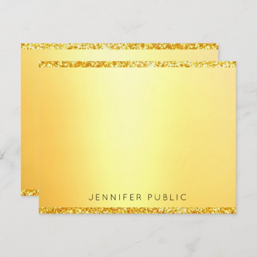 Gold Glitzer Modernes Mit Monogramm Template Elega Mitteilungskarte (Vorne/Hinten)