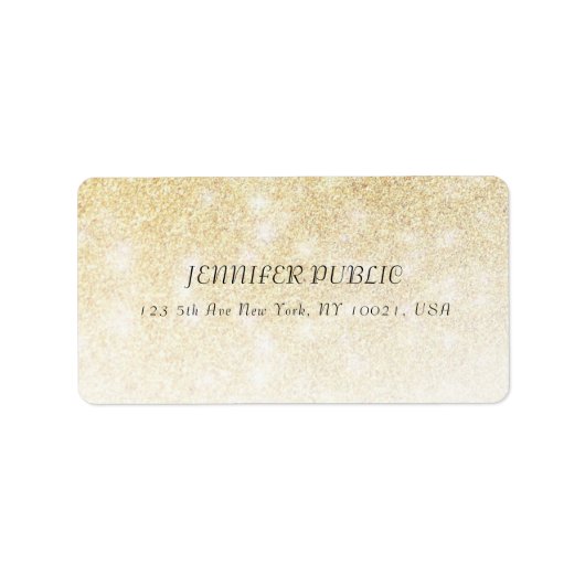 Gold Glitzer Modernes Template Trendy Design Stilv Adressaufkleber (Vorne)
