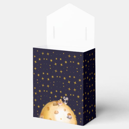 Gold Glitzer, Mond aus Käse, Babydusche Geschenkschachtel (Geöffnet)