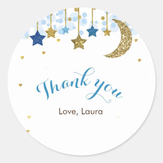 Gold Glitzer Mond Moderne Danke Stickers. Runder Aufkleber (Vorderseite)