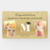 Gold Glitzer Monogram 4 Foto Stilvolles Grand Part Banner (Horizontal)